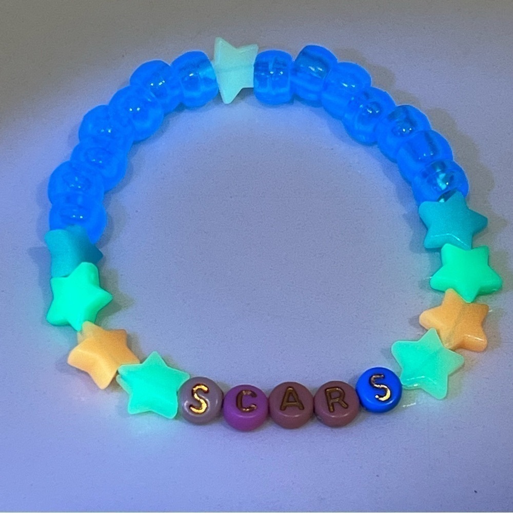 Kandi Swiftie glow in the dark festival concert bracelet SCARS, one of a kind